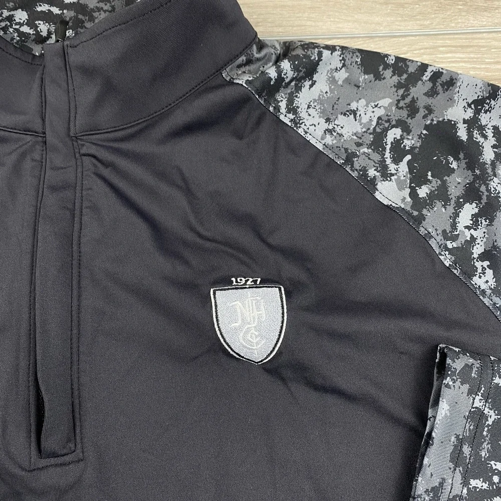 Footjoy Mens Athletic 1/4 Zip‎ Golf Pullover Black Grey Camouflage Large